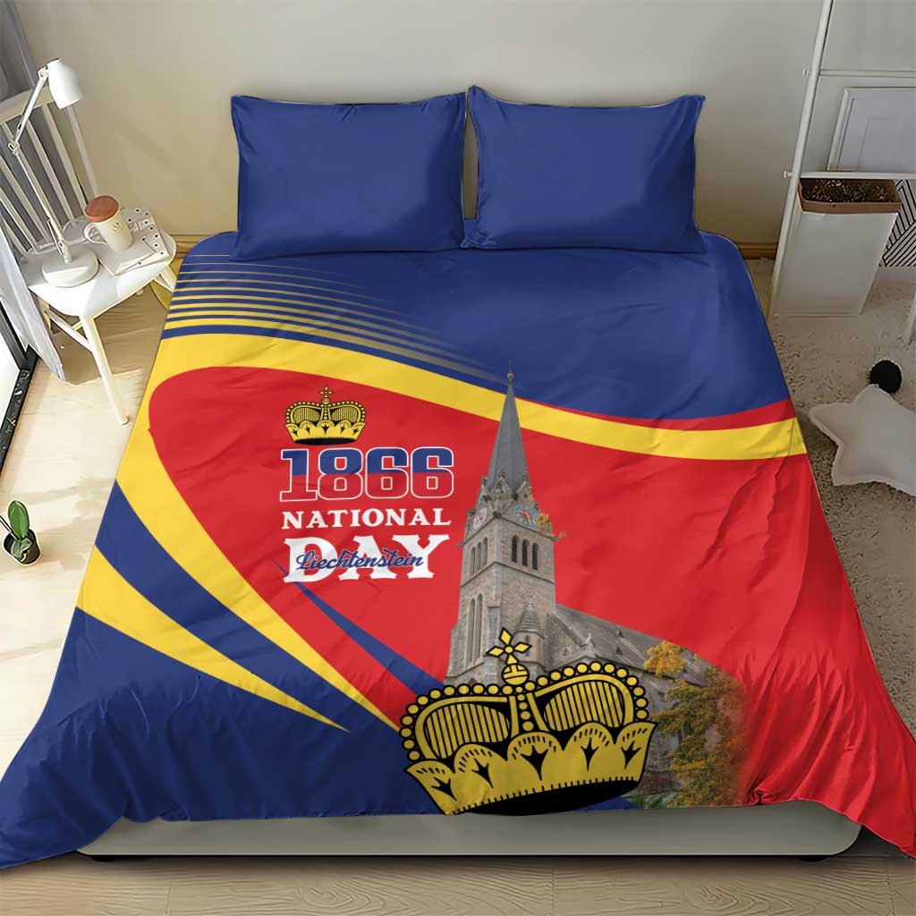 Liechtenstein National Day 1866 Bedding Set Gold Crown Vaduz Cathedral
