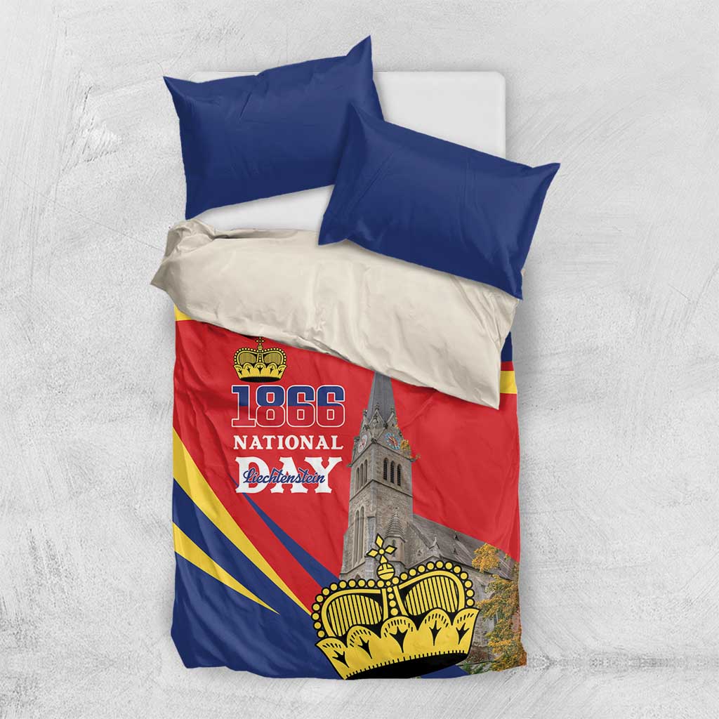 Liechtenstein National Day 1866 Bedding Set Gold Crown Vaduz Cathedral