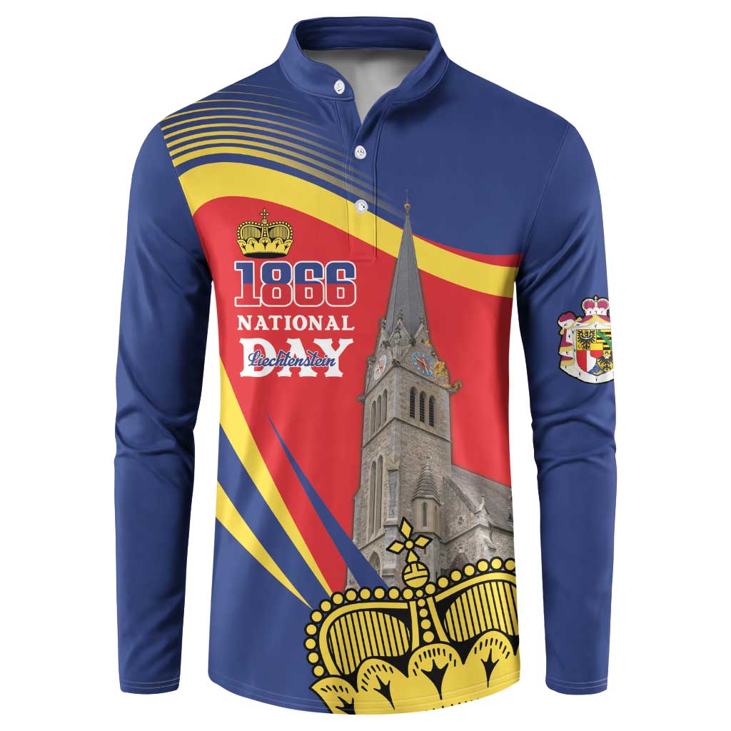 Liechtenstein National Day 1866 Button Sweatshirt Gold Crown Vaduz Cathedral