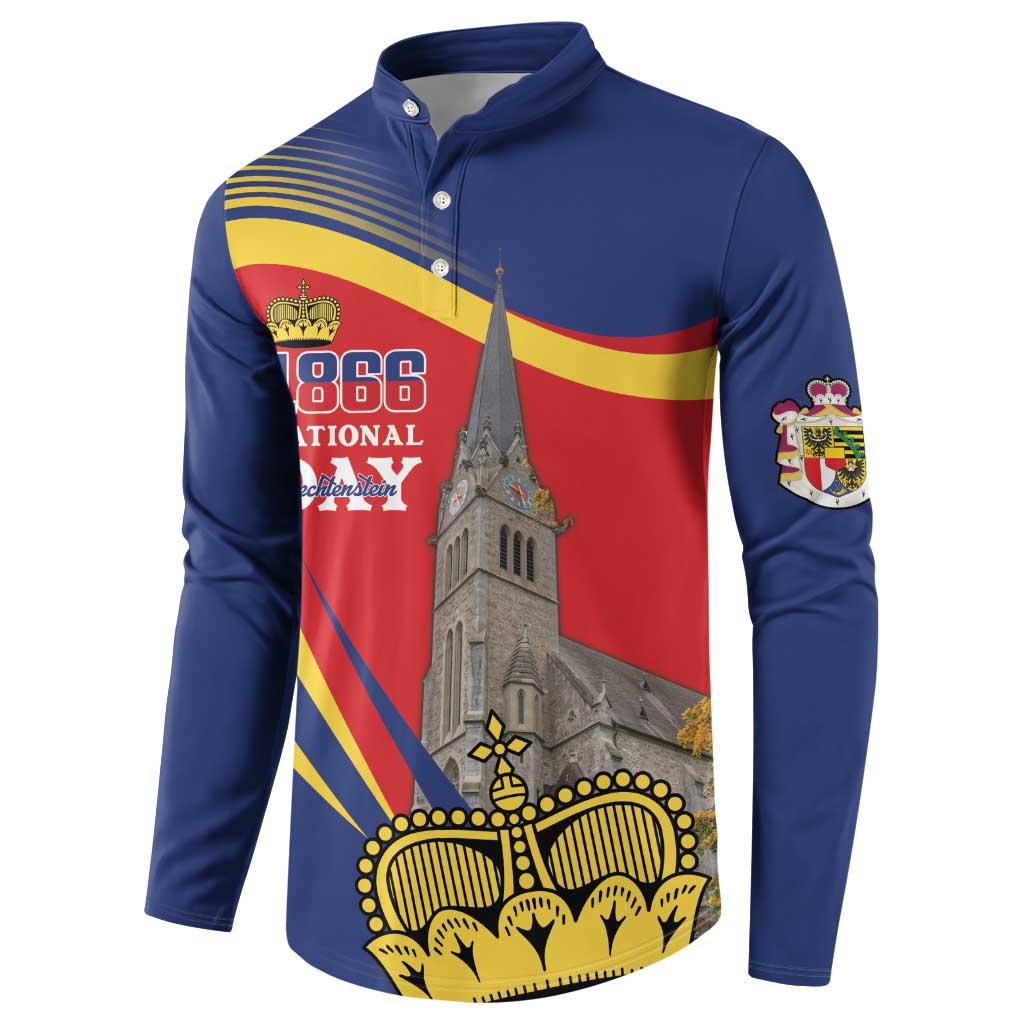 Liechtenstein National Day 1866 Button Sweatshirt Gold Crown Vaduz Cathedral