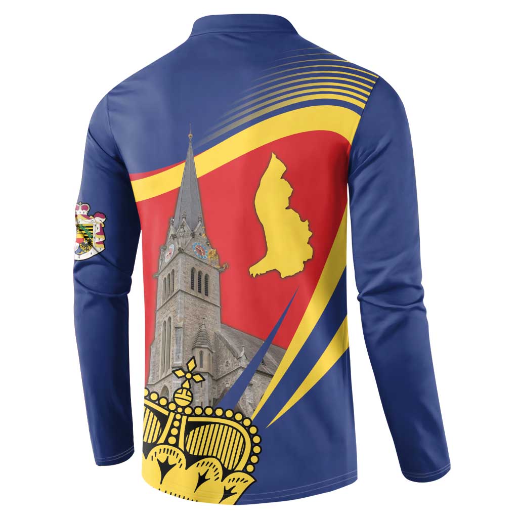 Liechtenstein National Day 1866 Button Sweatshirt Gold Crown Vaduz Cathedral