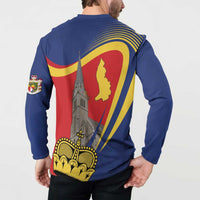 Liechtenstein National Day 1866 Button Sweatshirt Gold Crown Vaduz Cathedral