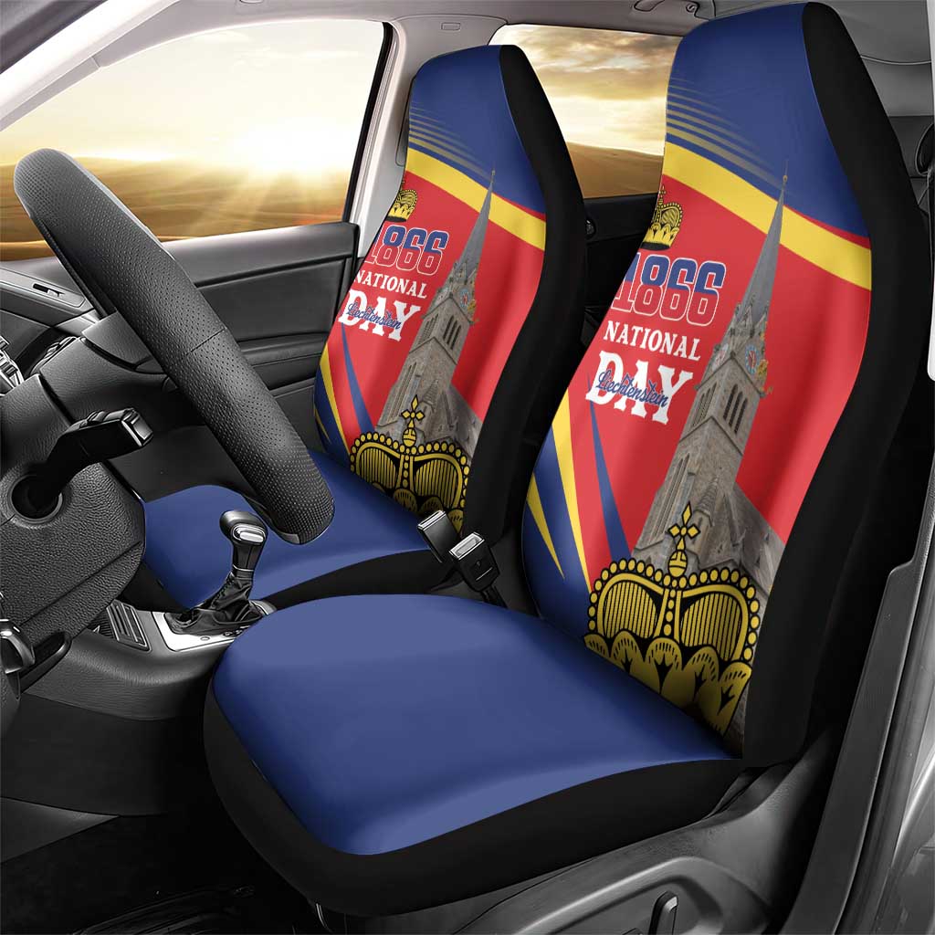 Liechtenstein National Day 1866 Car Seat Cover Gold Crown Vaduz Cathedral