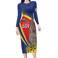 Liechtenstein National Day 1866 Family Matching Long Sleeve Bodycon Dress and Hawaiian Shirt Gold Crown Vaduz Cathedral