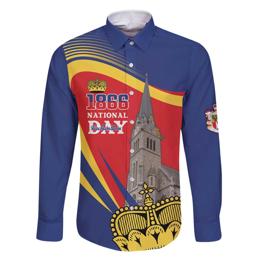 Liechtenstein National Day 1866 Family Matching Short Sleeve Bodycon Dress and Hawaiian Shirt Gold Crown Vaduz Cathedral