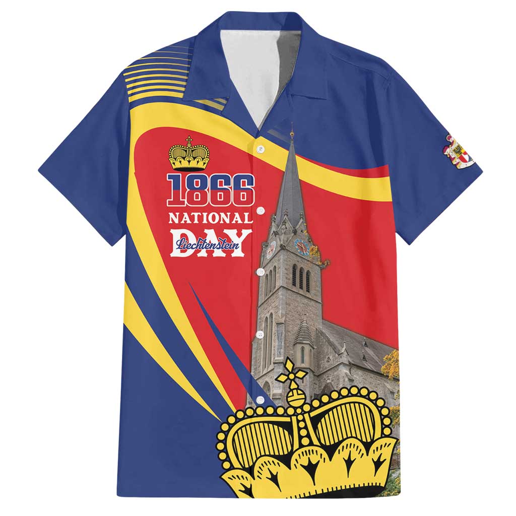 Liechtenstein National Day 1866 Family Matching Summer Maxi Dress and Hawaiian Shirt Gold Crown Vaduz Cathedral