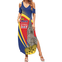 Liechtenstein National Day 1866 Family Matching Summer Maxi Dress and Hawaiian Shirt Gold Crown Vaduz Cathedral