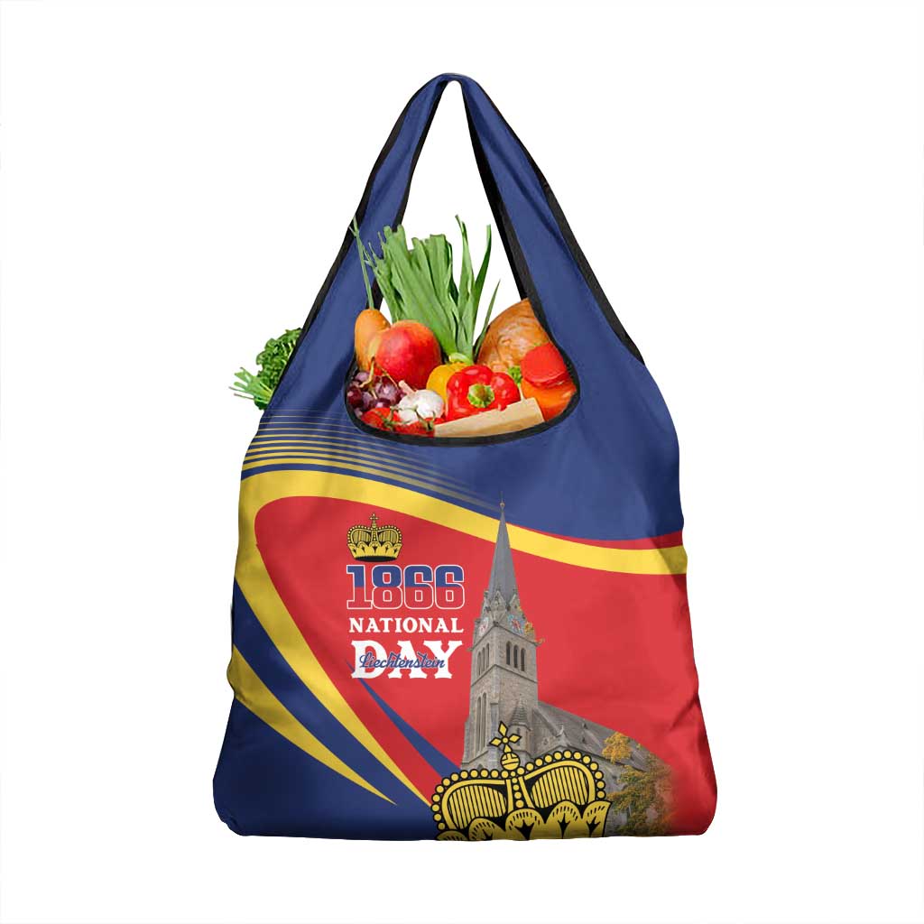 Liechtenstein National Day 1866 Grocery Bag Gold Crown Vaduz Cathedral