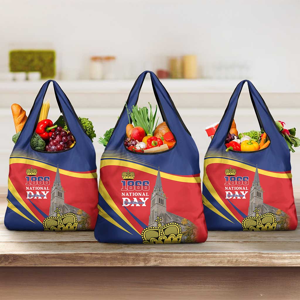 Liechtenstein National Day 1866 Grocery Bag Gold Crown Vaduz Cathedral