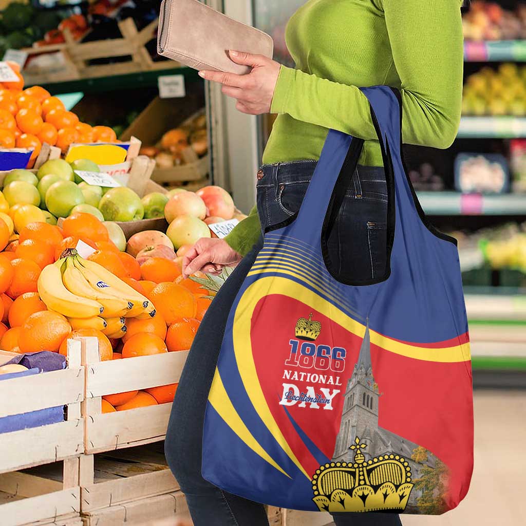 Liechtenstein National Day 1866 Grocery Bag Gold Crown Vaduz Cathedral