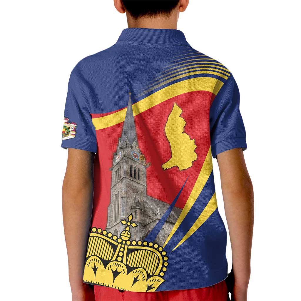 Liechtenstein National Day 1866 Kid Polo Shirt Gold Crown Vaduz Cathedral