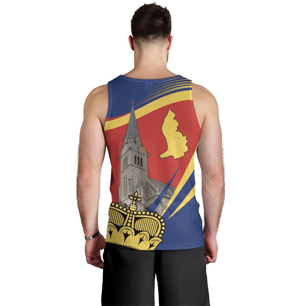 Liechtenstein National Day 1866 Men Tank Top Gold Crown Vaduz Cathedral