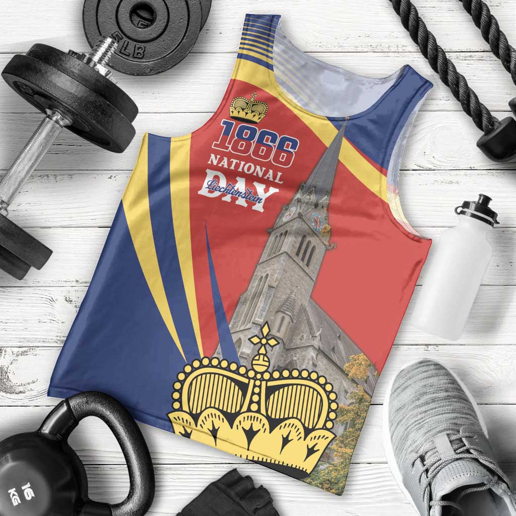 Liechtenstein National Day 1866 Men Tank Top Gold Crown Vaduz Cathedral