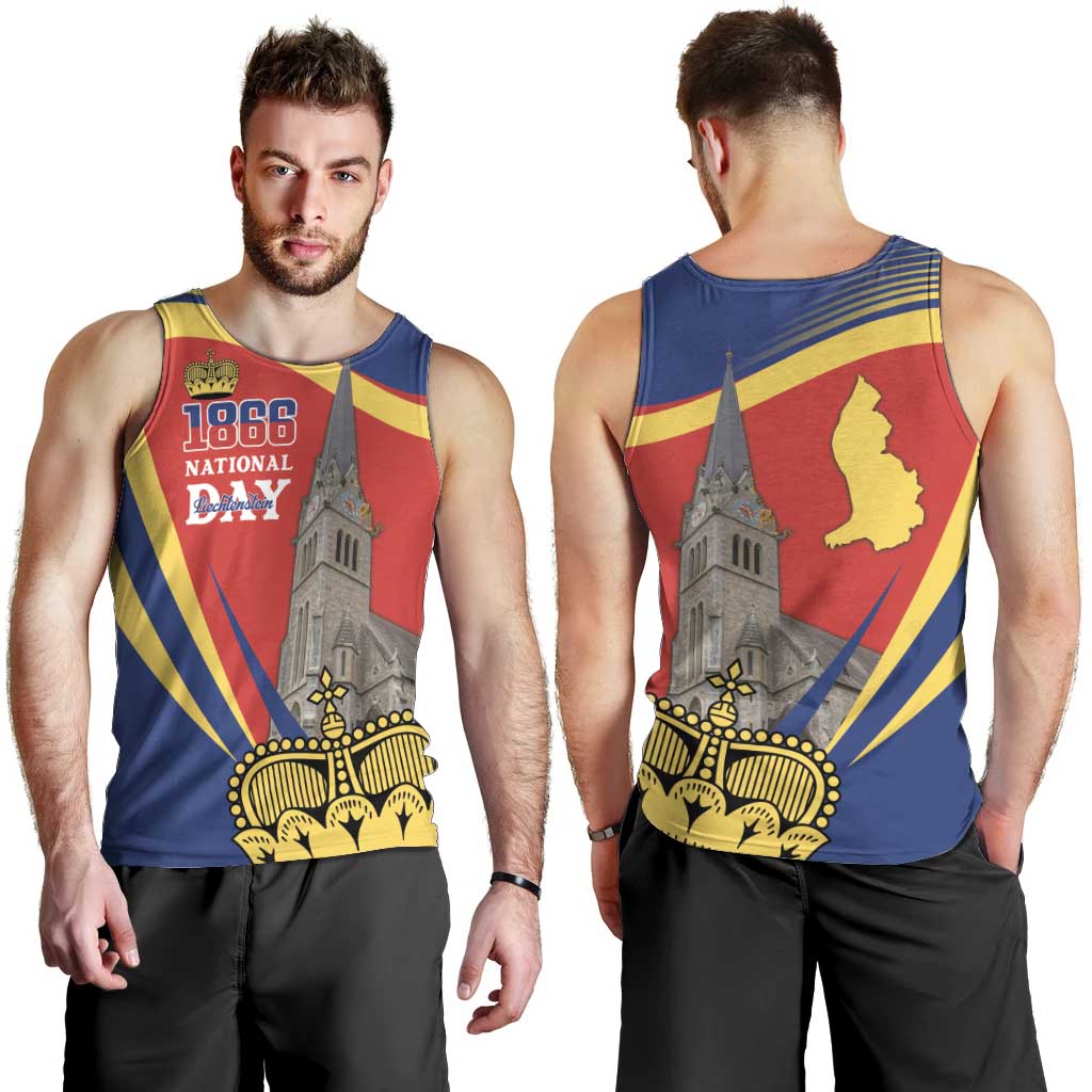 Liechtenstein National Day 1866 Men Tank Top Gold Crown Vaduz Cathedral