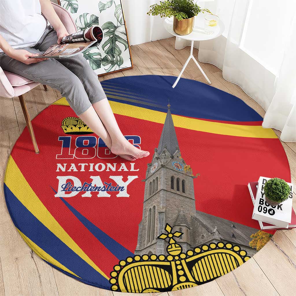 Liechtenstein National Day 1866 Round Carpet Gold Crown Vaduz Cathedral