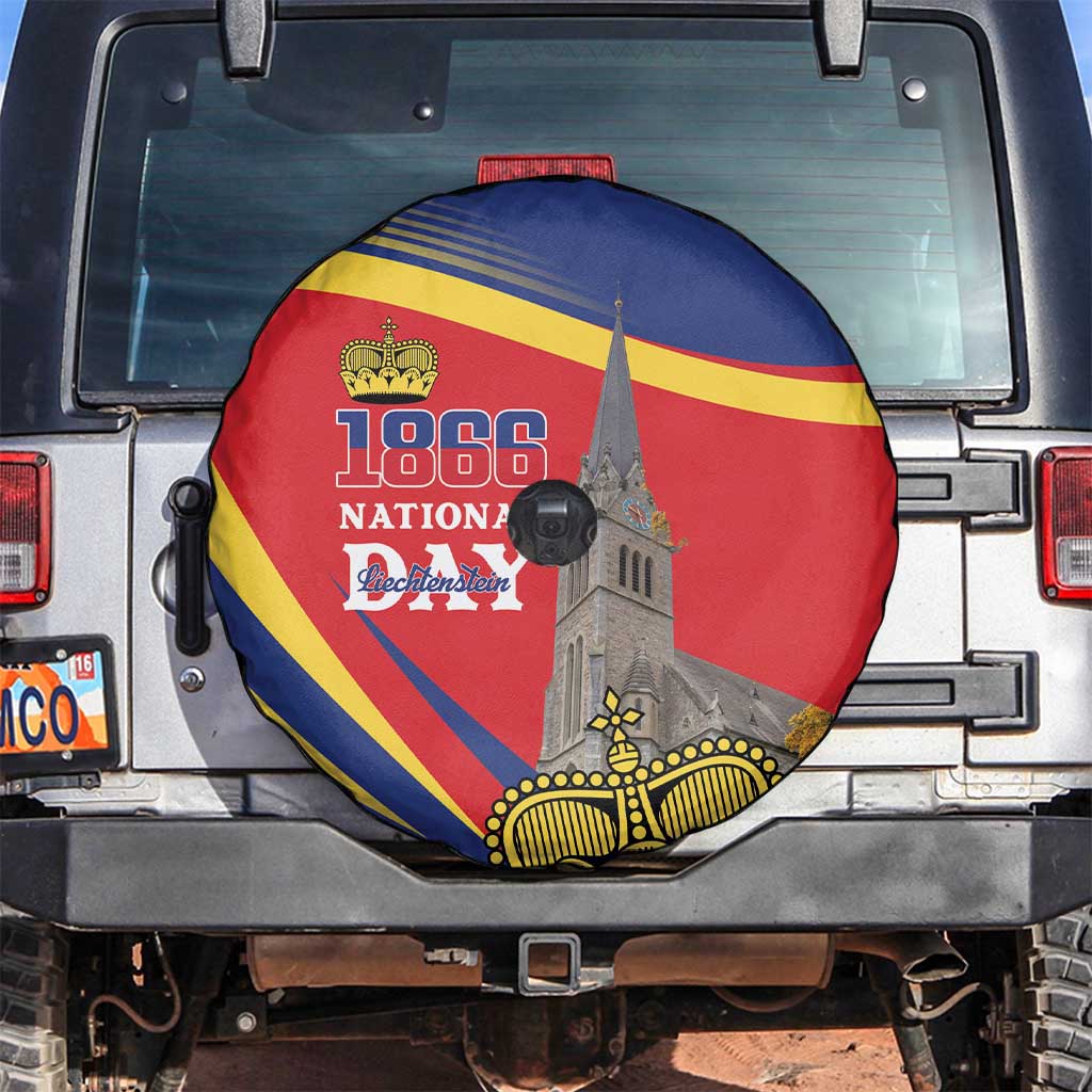 Liechtenstein National Day 1866 Spare Tire Cover Gold Crown Vaduz Cathedral