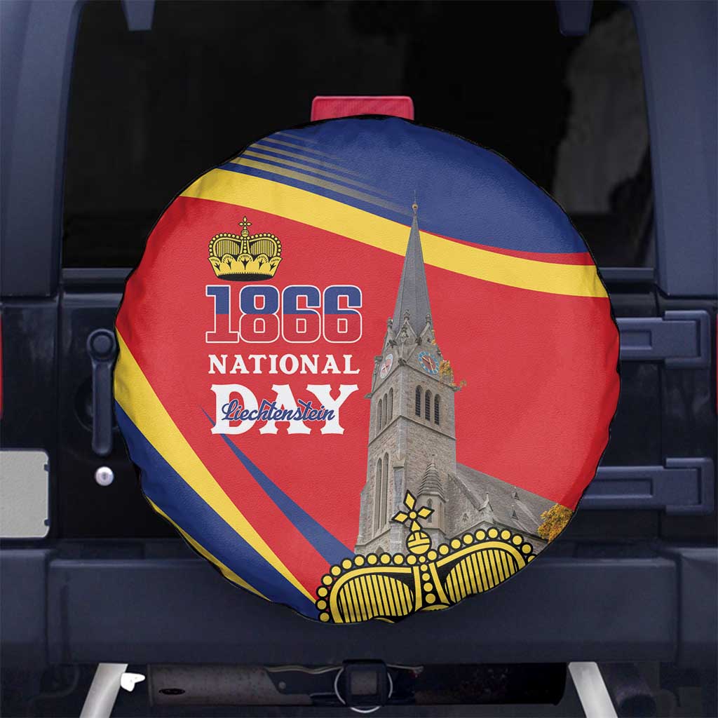 Liechtenstein National Day 1866 Spare Tire Cover Gold Crown Vaduz Cathedral