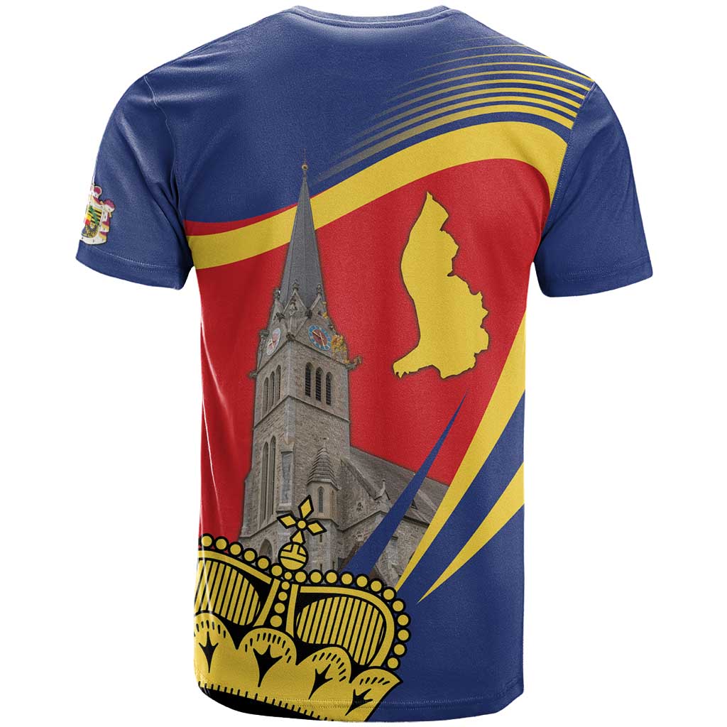Liechtenstein National Day 1866 T Shirt Gold Crown Vaduz Cathedral