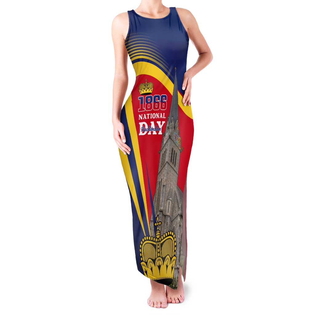 Liechtenstein National Day 1866 Tank Maxi Dress Gold Crown Vaduz Cathedral