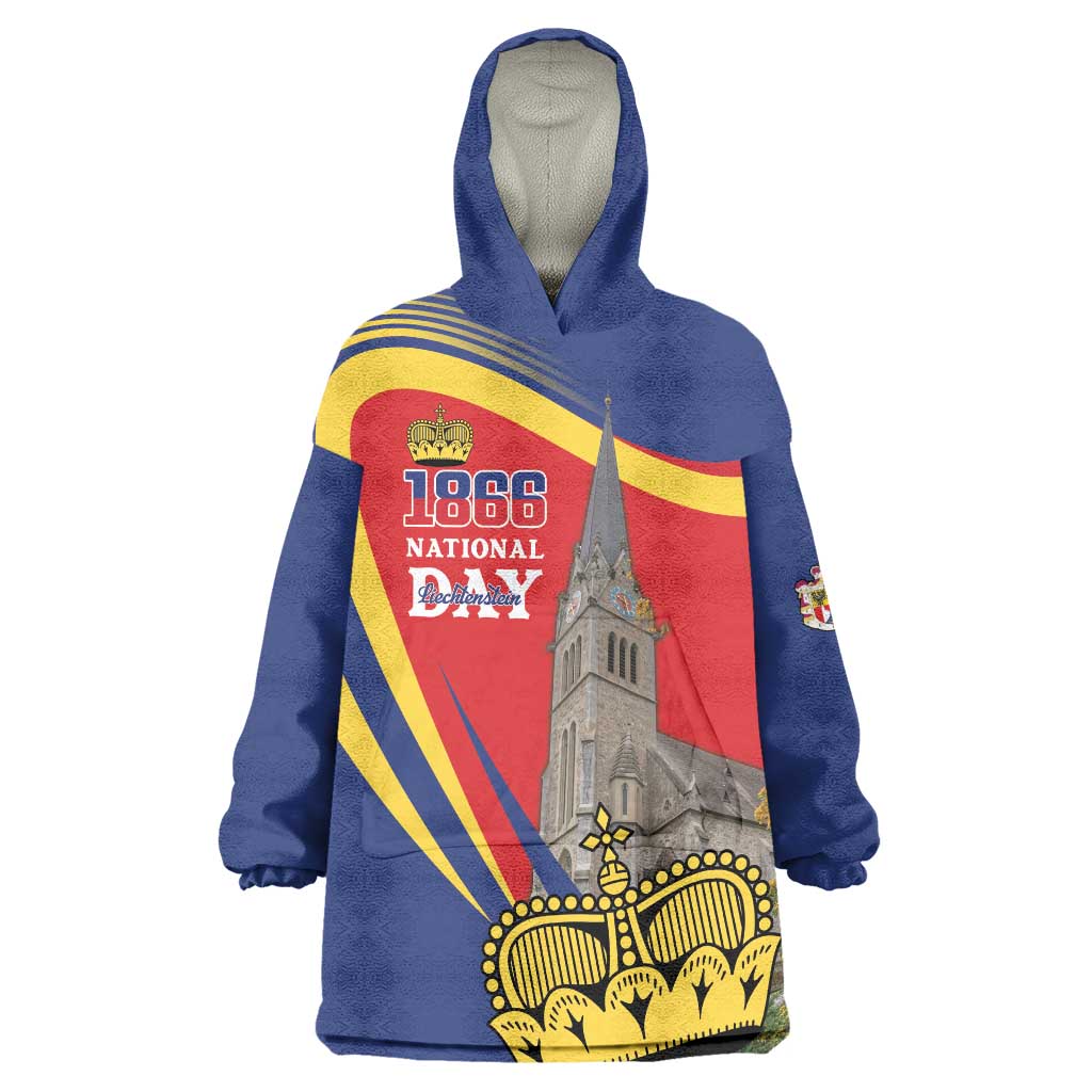 Liechtenstein National Day 1866 Wearable Blanket Hoodie Gold Crown Vaduz Cathedral