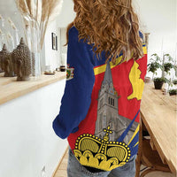 Liechtenstein National Day 1866 Women Casual Shirt Gold Crown Vaduz Cathedral