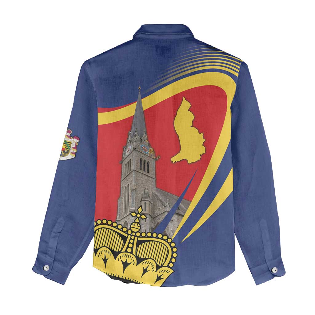 Liechtenstein National Day 1866 Women Casual Shirt Gold Crown Vaduz Cathedral