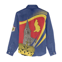 Liechtenstein National Day 1866 Women Casual Shirt Gold Crown Vaduz Cathedral