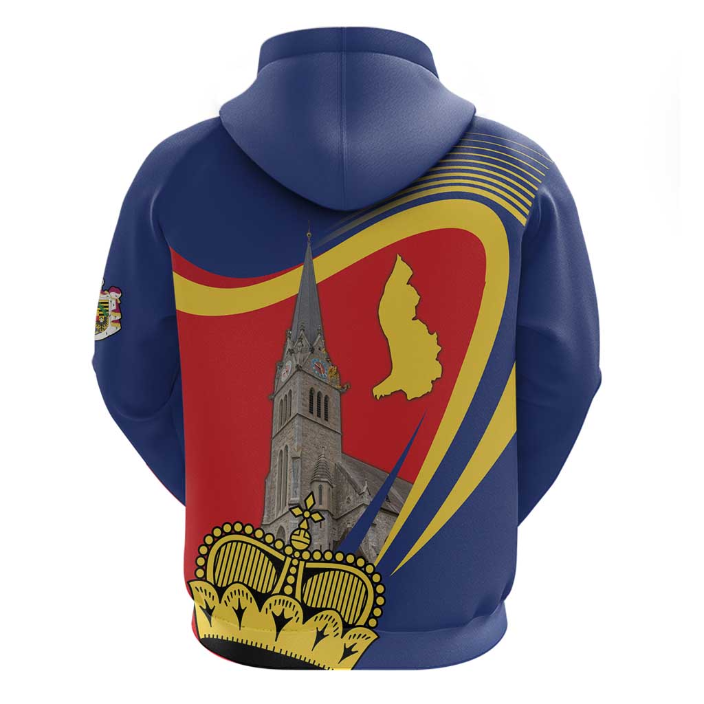 Liechtenstein National Day 1866 Zip Hoodie Gold Crown Vaduz Cathedral
