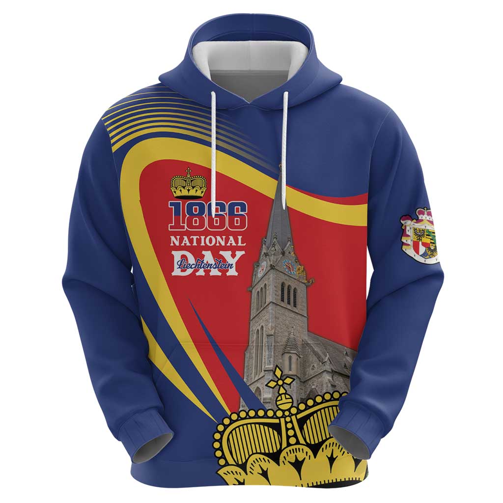 Liechtenstein National Day 1866 Zip Hoodie Gold Crown Vaduz Cathedral