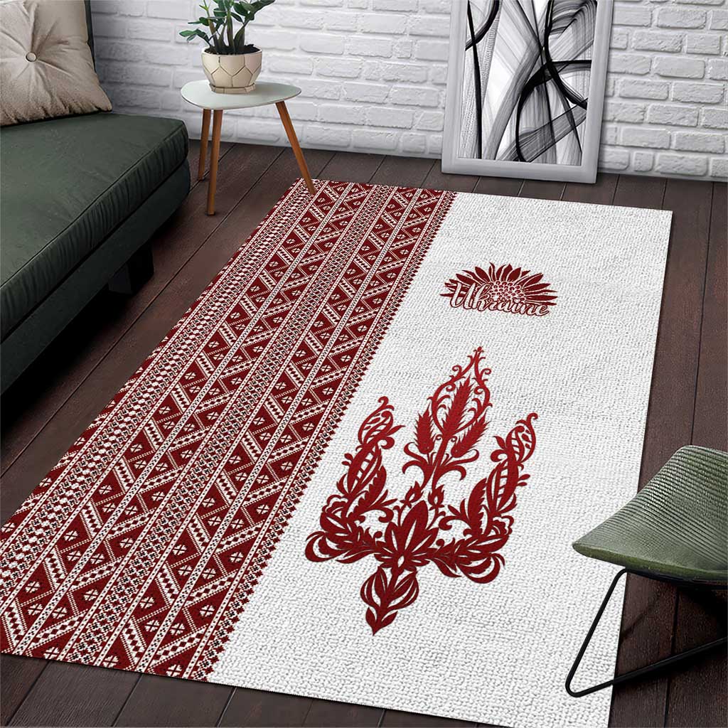 Ukraine Vyshyvanka Pattern Area Rug Ukrainian Trident