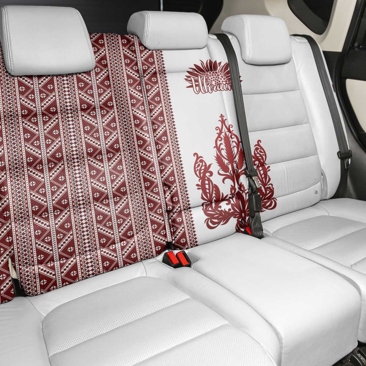 Ukraine Vyshyvanka Pattern Back Car Seat Cover Ukrainian Trident