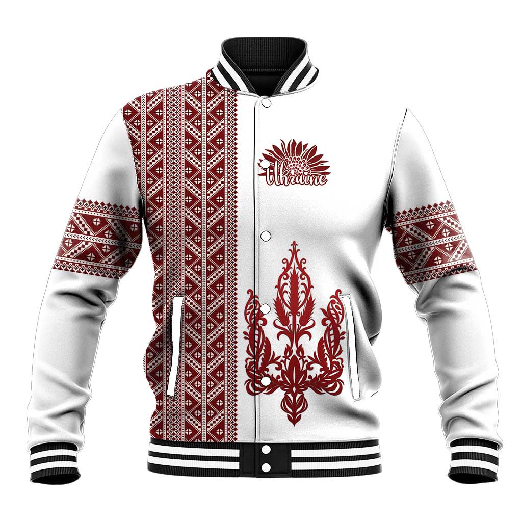 Ukraine Vyshyvanka Pattern Baseball Jacket Ukrainian Trident