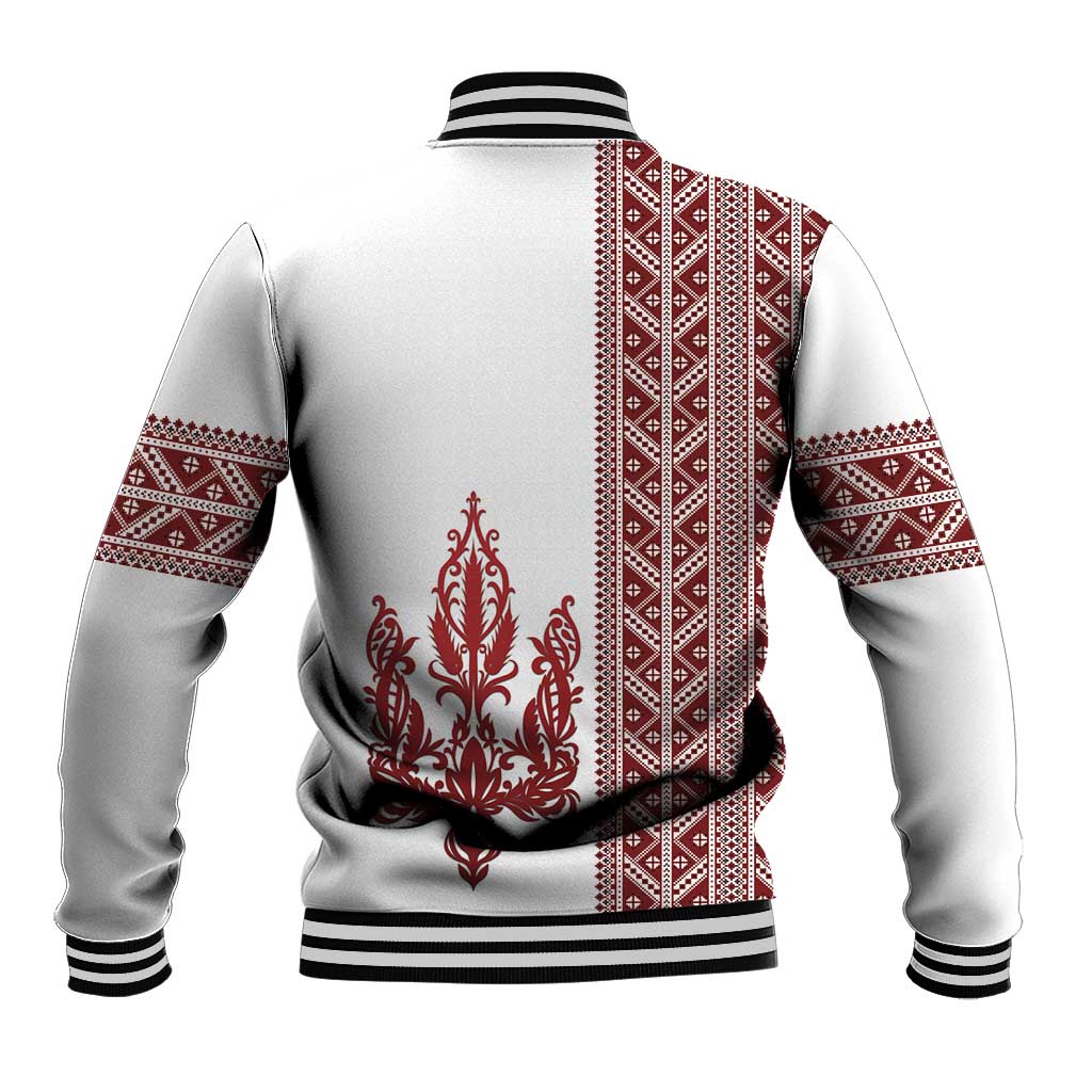 Ukraine Vyshyvanka Pattern Baseball Jacket Ukrainian Trident