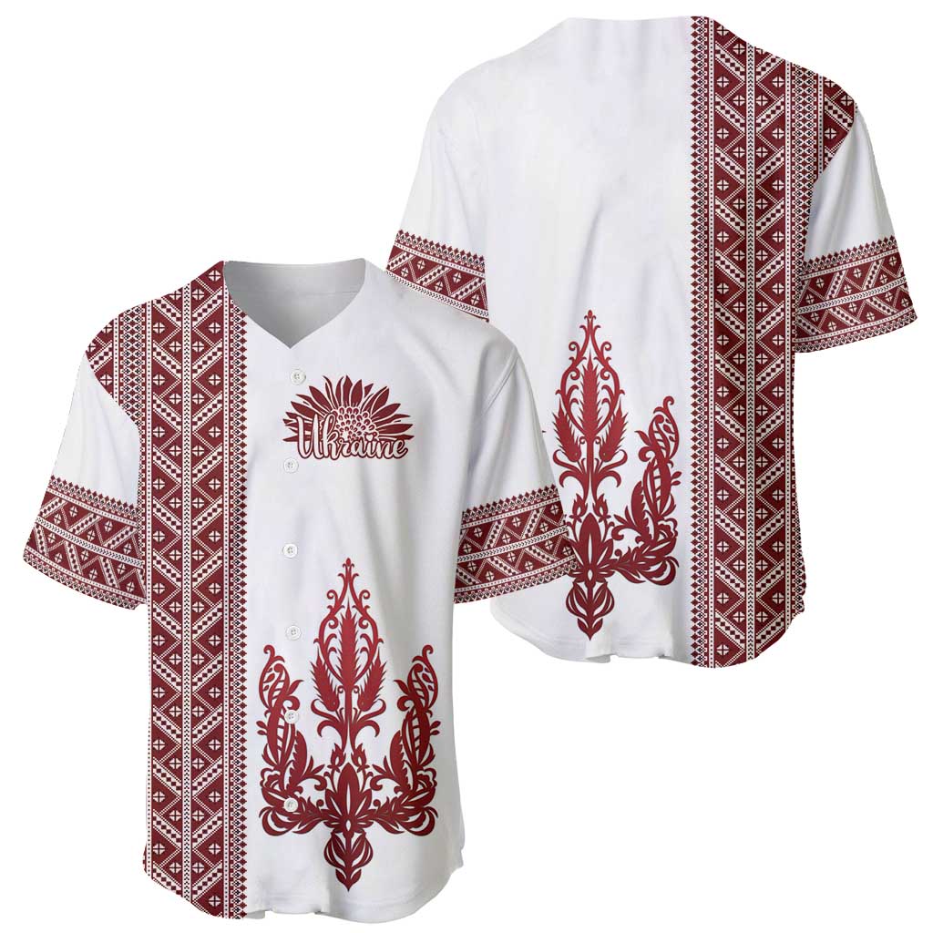 Ukraine Vyshyvanka Pattern Baseball Jersey Ukrainian Trident