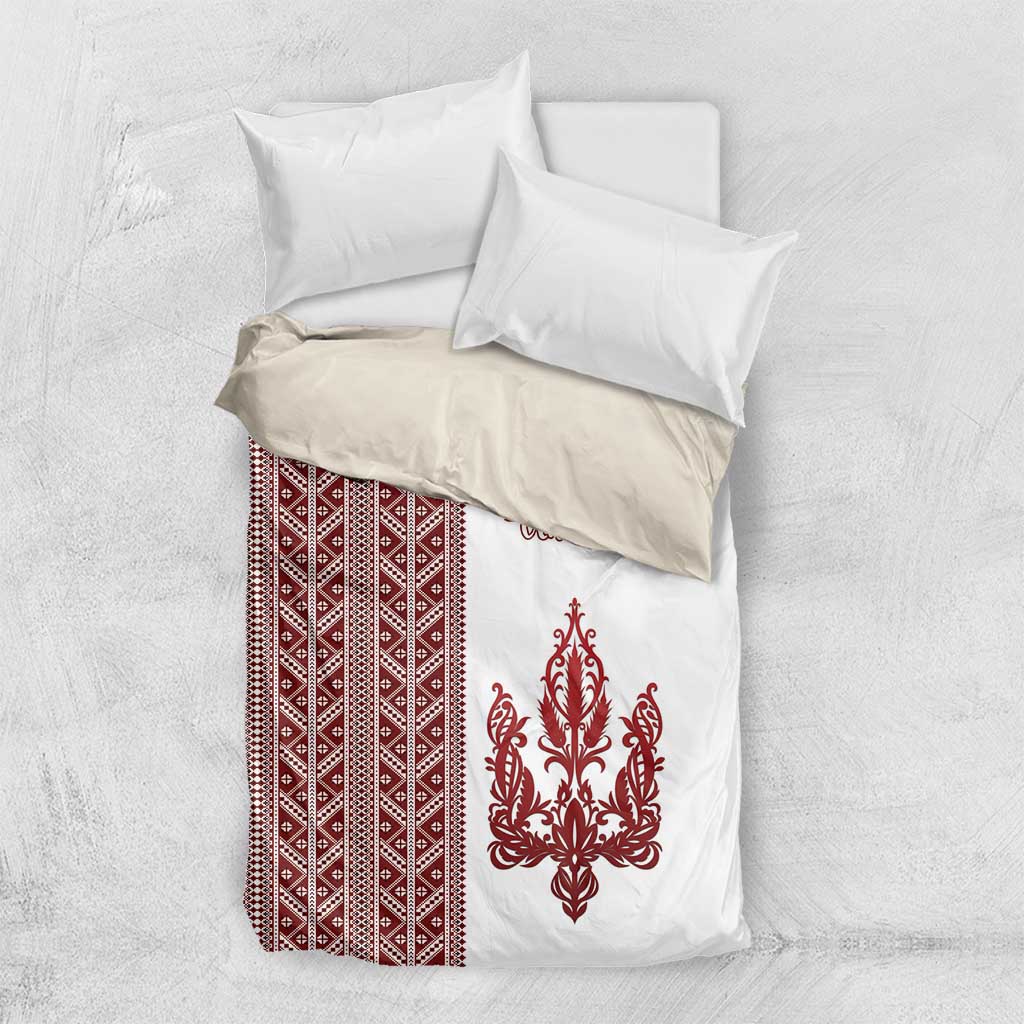 Ukraine Vyshyvanka Pattern Bedding Set Ukrainian Trident