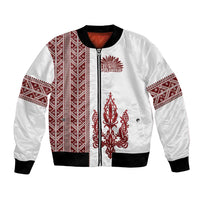 Ukraine Vyshyvanka Pattern Bomber Jacket Ukrainian Trident