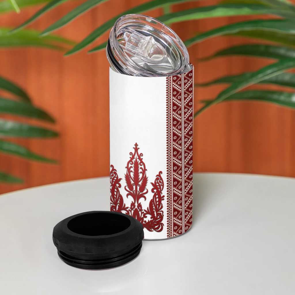 Ukraine Vyshyvanka Pattern 4 in 1 Can Cooler Tumbler Ukrainian Trident