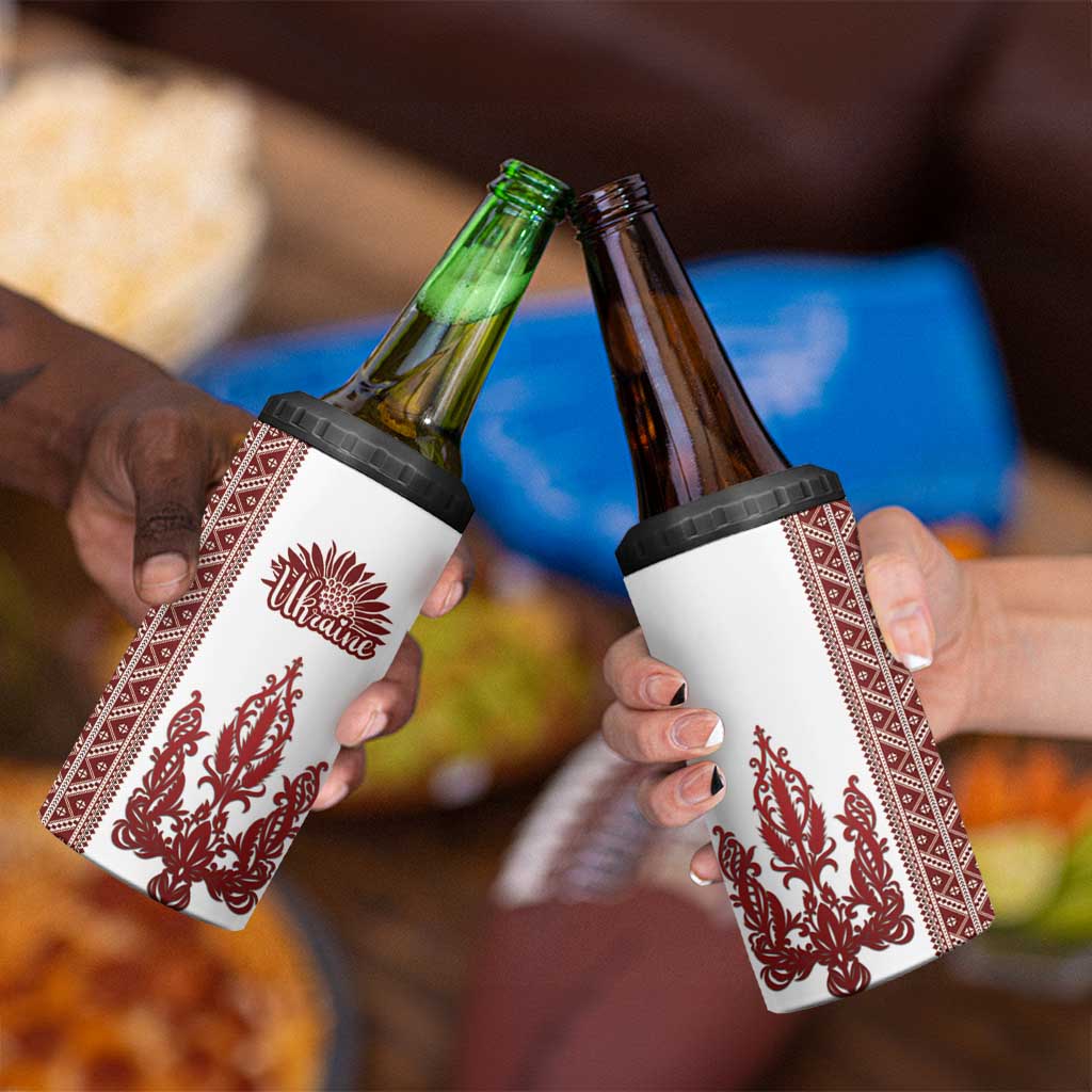 Ukraine Vyshyvanka Pattern 4 in 1 Can Cooler Tumbler Ukrainian Trident