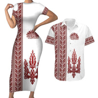 Ukraine Vyshyvanka Pattern Couples Matching Short Sleeve Bodycon Dress and Hawaiian Shirt Ukrainian Trident