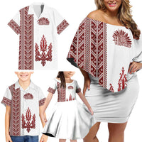 Ukraine Vyshyvanka Pattern Family Matching Off Shoulder Short Dress and Hawaiian Shirt Ukrainian Trident