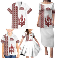 Ukraine Vyshyvanka Pattern Family Matching Puletasi and Hawaiian Shirt Ukrainian Trident