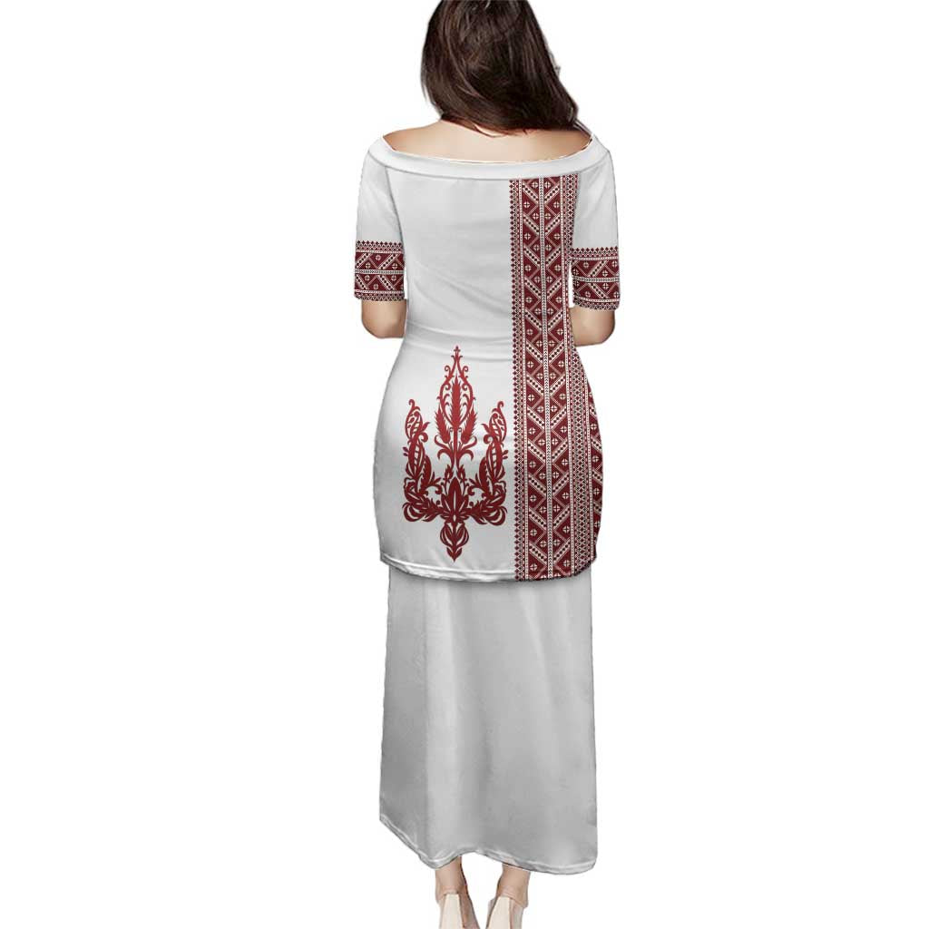 Ukraine Vyshyvanka Pattern Family Matching Puletasi and Hawaiian Shirt Ukrainian Trident