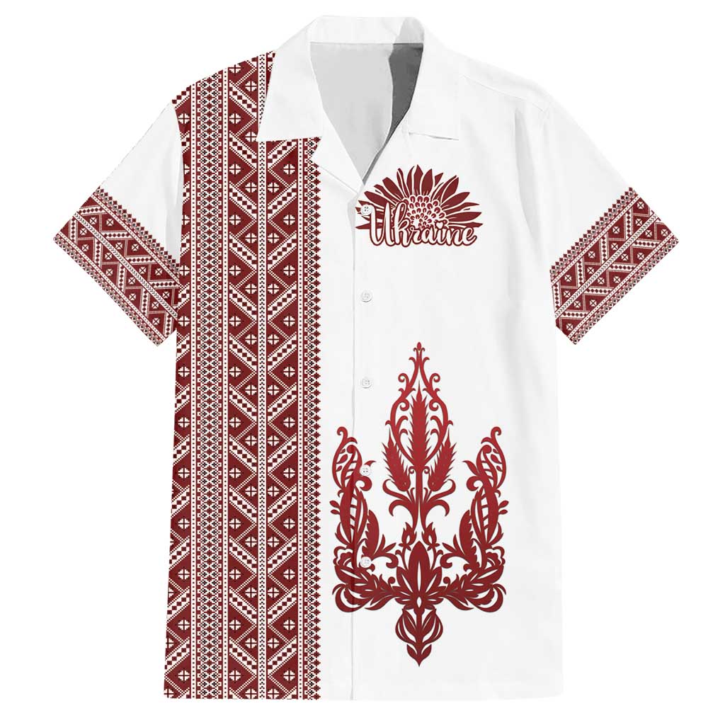 Ukraine Vyshyvanka Pattern Family Matching Short Sleeve Bodycon Dress and Hawaiian Shirt Ukrainian Trident