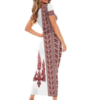 Ukraine Vyshyvanka Pattern Family Matching Short Sleeve Bodycon Dress and Hawaiian Shirt Ukrainian Trident