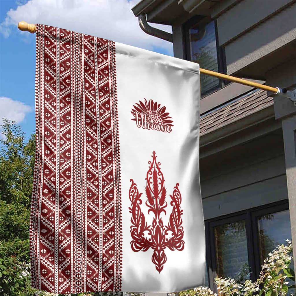 Ukraine Vyshyvanka Pattern Garden Flag Ukrainian Trident