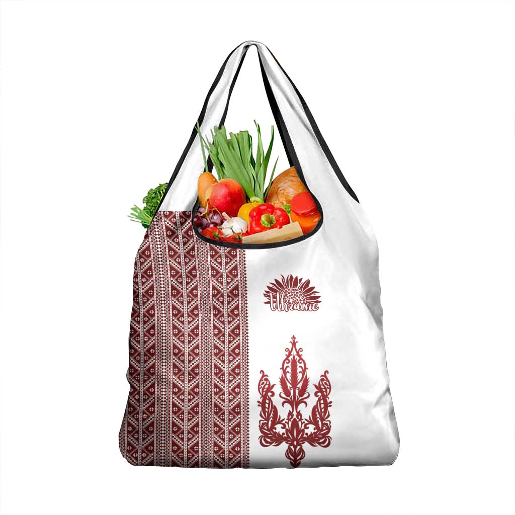 Ukraine Vyshyvanka Pattern Grocery Bag Ukrainian Trident