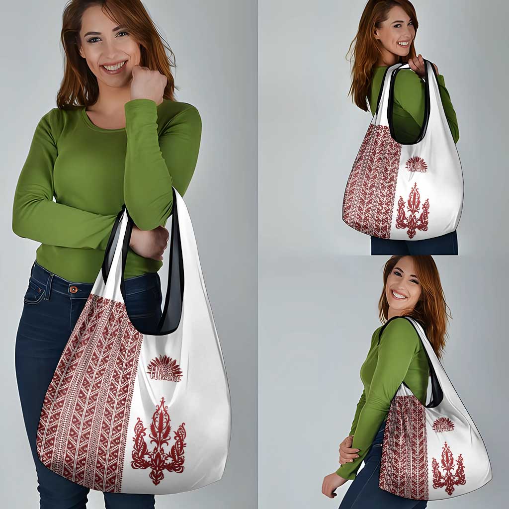 Ukraine Vyshyvanka Pattern Grocery Bag Ukrainian Trident