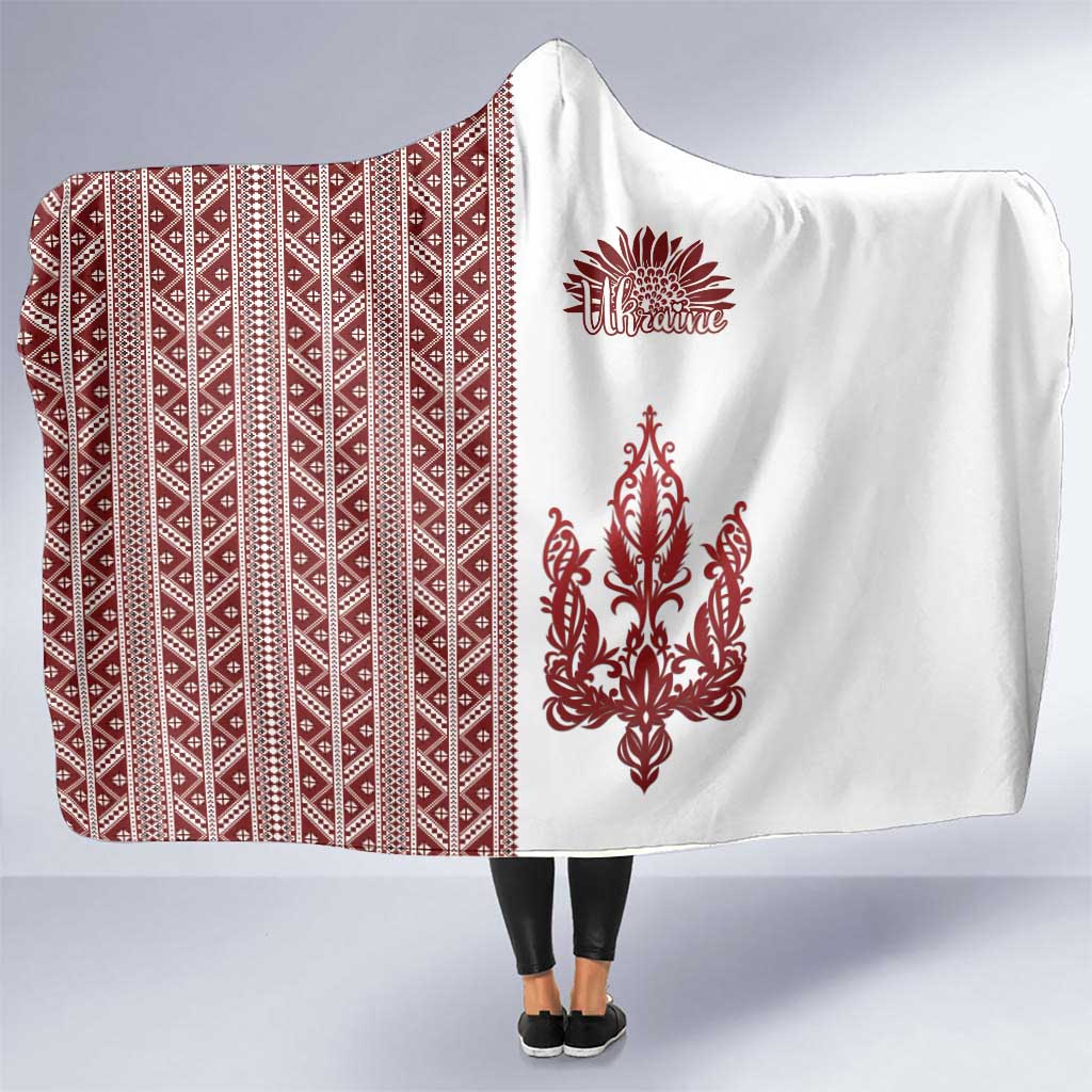 Ukraine Vyshyvanka Pattern Hooded Blanket Ukrainian Trident