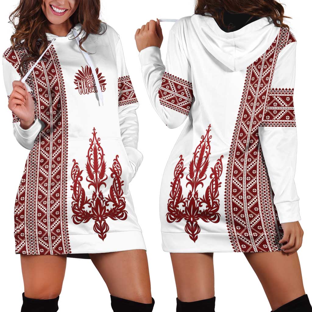 Ukraine Vyshyvanka Pattern Hoodie Dress Ukrainian Trident