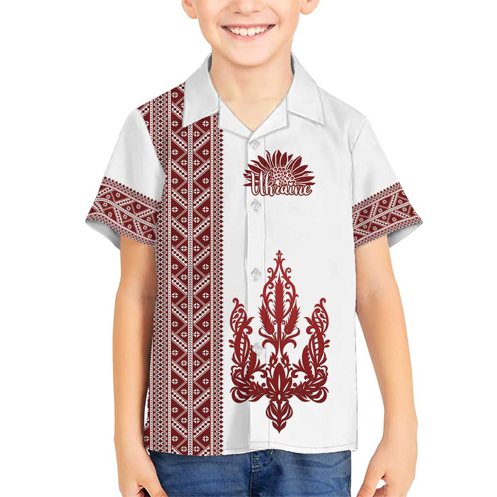 Ukraine Vyshyvanka Pattern Kid Hawaiian Shirt Ukrainian Trident